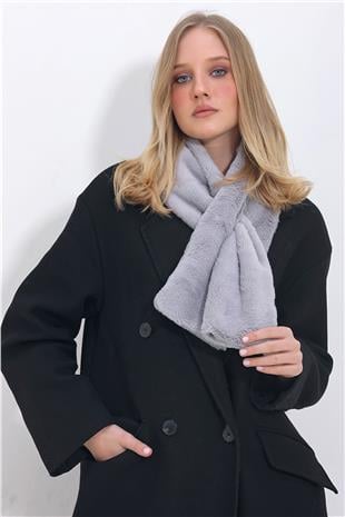 Kadın Gri Peluş Atkı ALC-X11424