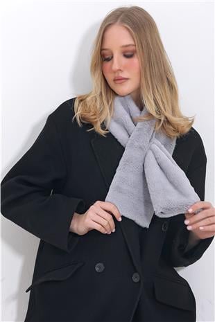 Kadın Gri Peluş Atkı ALC-X11424
