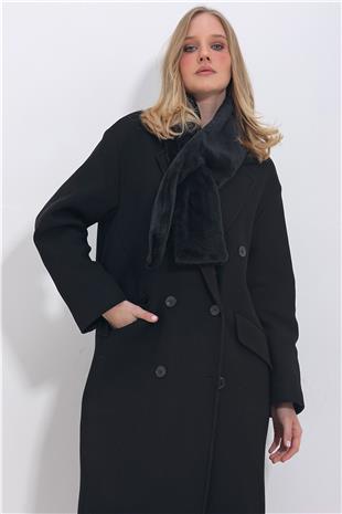 Kadın Siyah Peluş Atkı ALC-X11424