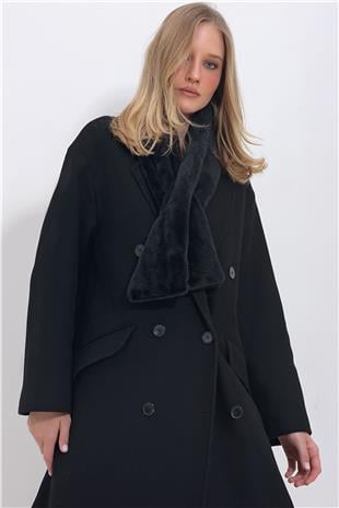 Kadın Siyah Peluş Atkı ALC-X11424