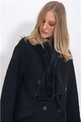 Kadın Siyah Peluş Atkı ALC-X11424