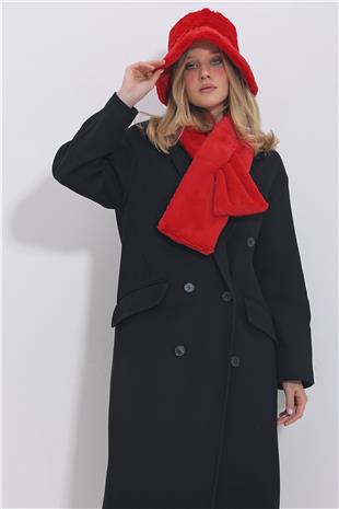 Kadın Kırmızı Peluş Şapka ALC-X11425