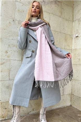 Kadın Pudra Püskül Detaylı Desenli Şal ALC-X11280