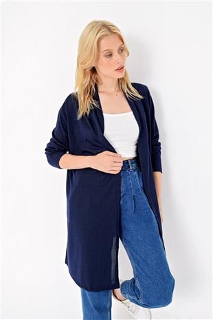 Kadın Lacivert Şal Yaka Viscon Hırka ALC-X4864