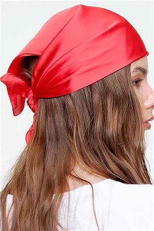 Kadın Kırmızı Saten Fular ALC-A2181