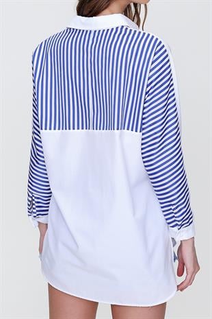 Kadın Beyaz Sırt Ve Cep Garnili Dokuma Poplin Gömlek ALC-X6114