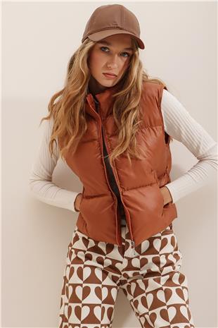 Kadın Kahverengi Suni Deri Şapka ALC-A2404