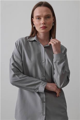 Kadın Gri Uzun Kol Gömlek VS00541