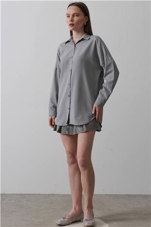 Kadın Gri Uzun Kol Gömlek VS00541