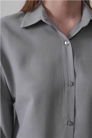 Kadın Gri Uzun Kol Gömlek VS00541