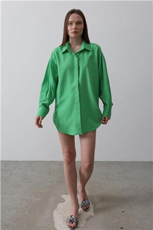 Kadın Açık Yeşil Uzun Kol Gömlek VS00541