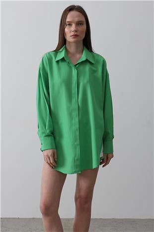 Kadın Açık Yeşil Uzun Kol Gömlek VS00541