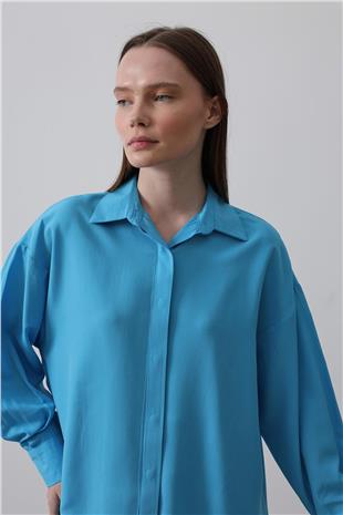 Kadın Turkuaz Uzun Kol Gömlek VS00541