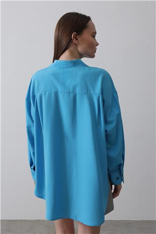 Kadın Turkuaz Uzun Kol Gömlek VS00541