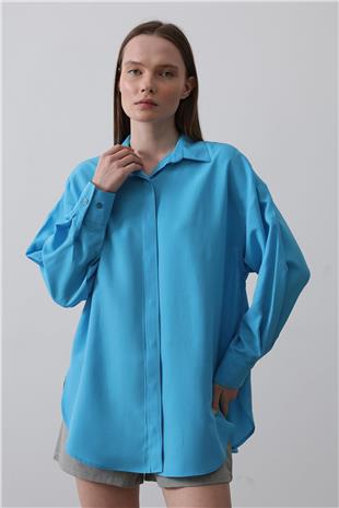 Kadın Turkuaz Uzun Kol Gömlek VS00541