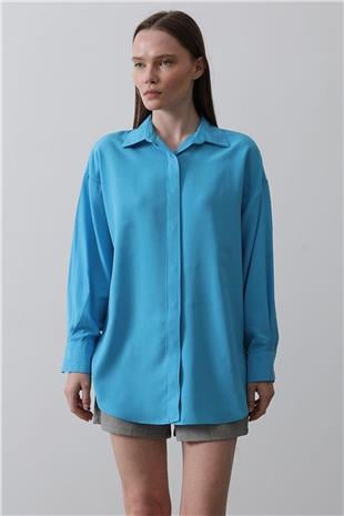 Kadın Turkuaz Uzun Kol Gömlek VS00541