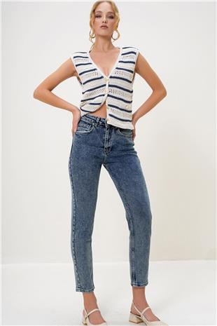 Kadın Mavi Yüksek Bek Mom Jean ALC-X13171