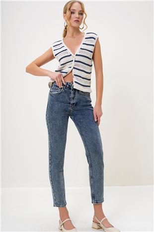 Kadın Mavi Yüksek Bek Mom Jean ALC-X13171