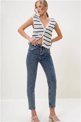 Kadın Mavi Yüksek Bek Mom Jean ALC-X13171