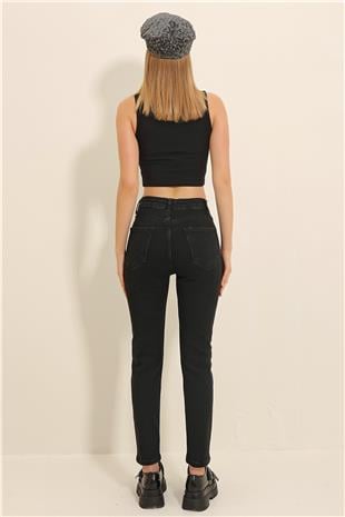 Kadın Siyah Yüksek Bel 5 Cepli Full Likralı Mom Jeans ALC-X11305