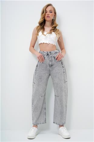 Kadın Gri Yüksek Bel Baggy Balloon Jean ALC-X12557