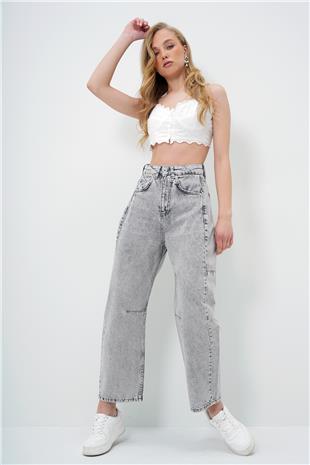 Kadın Gri Yüksek Bel Baggy Balloon Jean ALC-X12557