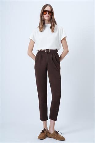Kadın Kahve Yüksek Bel Havuç Pantolon ALC-X11148