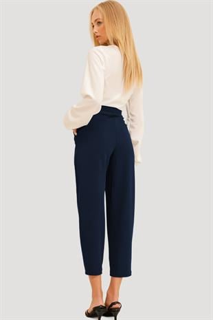 Kadın Lacivert Yüksek Bel Havuç Pantolon ALC-X11148
