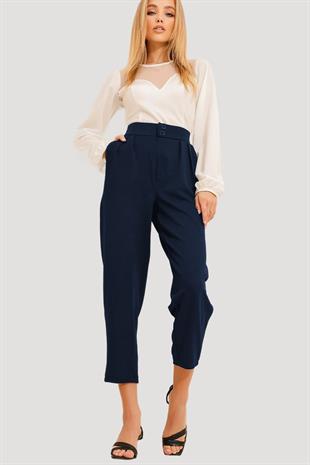 Kadın Lacivert Yüksek Bel Havuç Pantolon ALC-X11148
