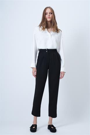 Kadın Siyah Yüksek Bel Havuç Pantolon ALC-X11148