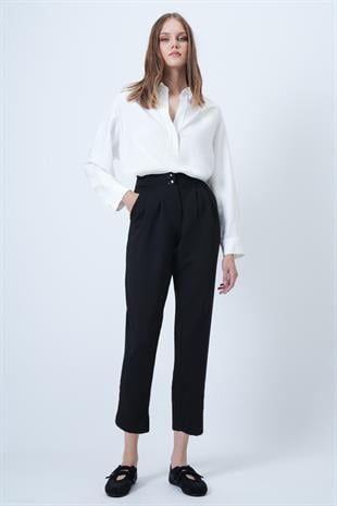 Kadın Siyah Yüksek Bel Havuç Pantolon ALC-X11148