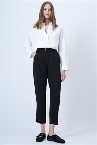 Kadın Siyah Yüksek Bel Havuç Pantolon ALC-X11148