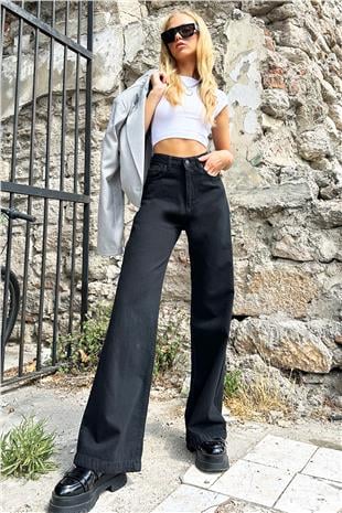 Kadın Siyah Yüksek Bel Wide Leg Jean ALC-X12725