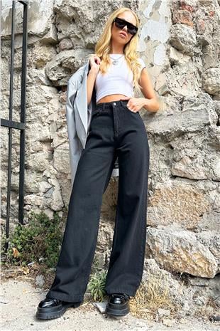 Kadın Siyah Yüksek Bel Wide Leg Jean ALC-X12725