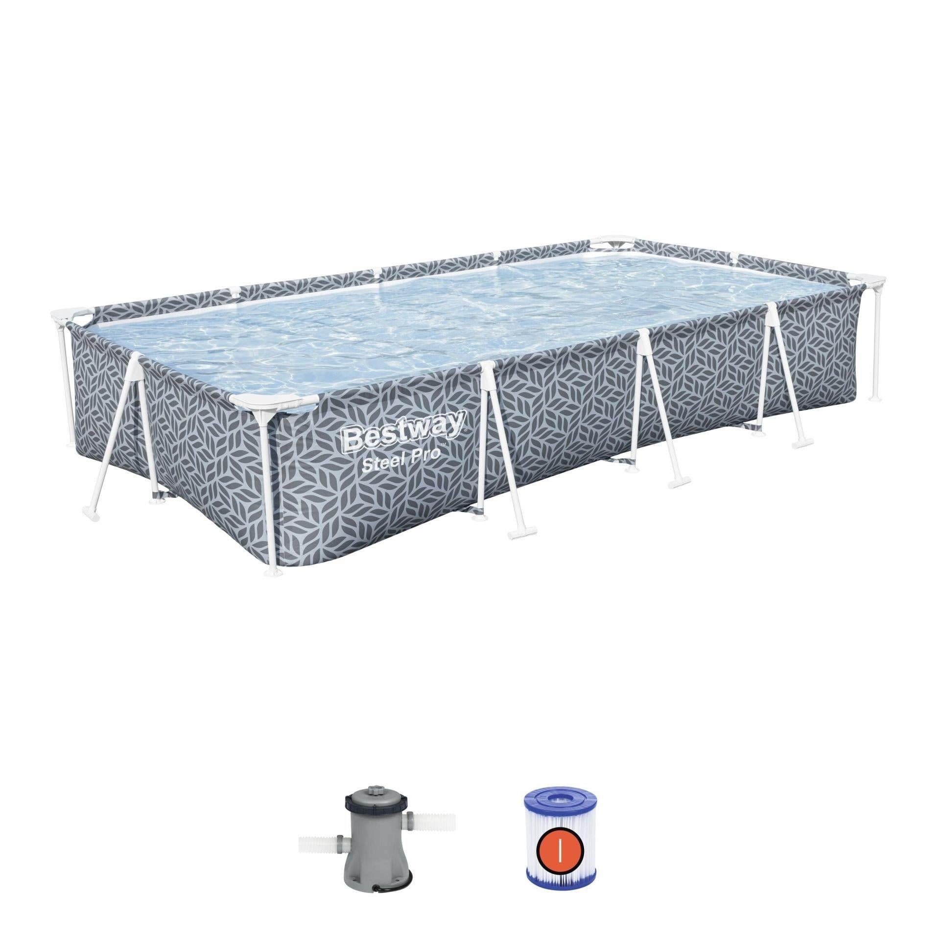 Bestway® Steel Pro® Dikdörtgen Prefabrik Yer Üstü Havuz Seti 3,66 m x 2,01 m x 66 cm