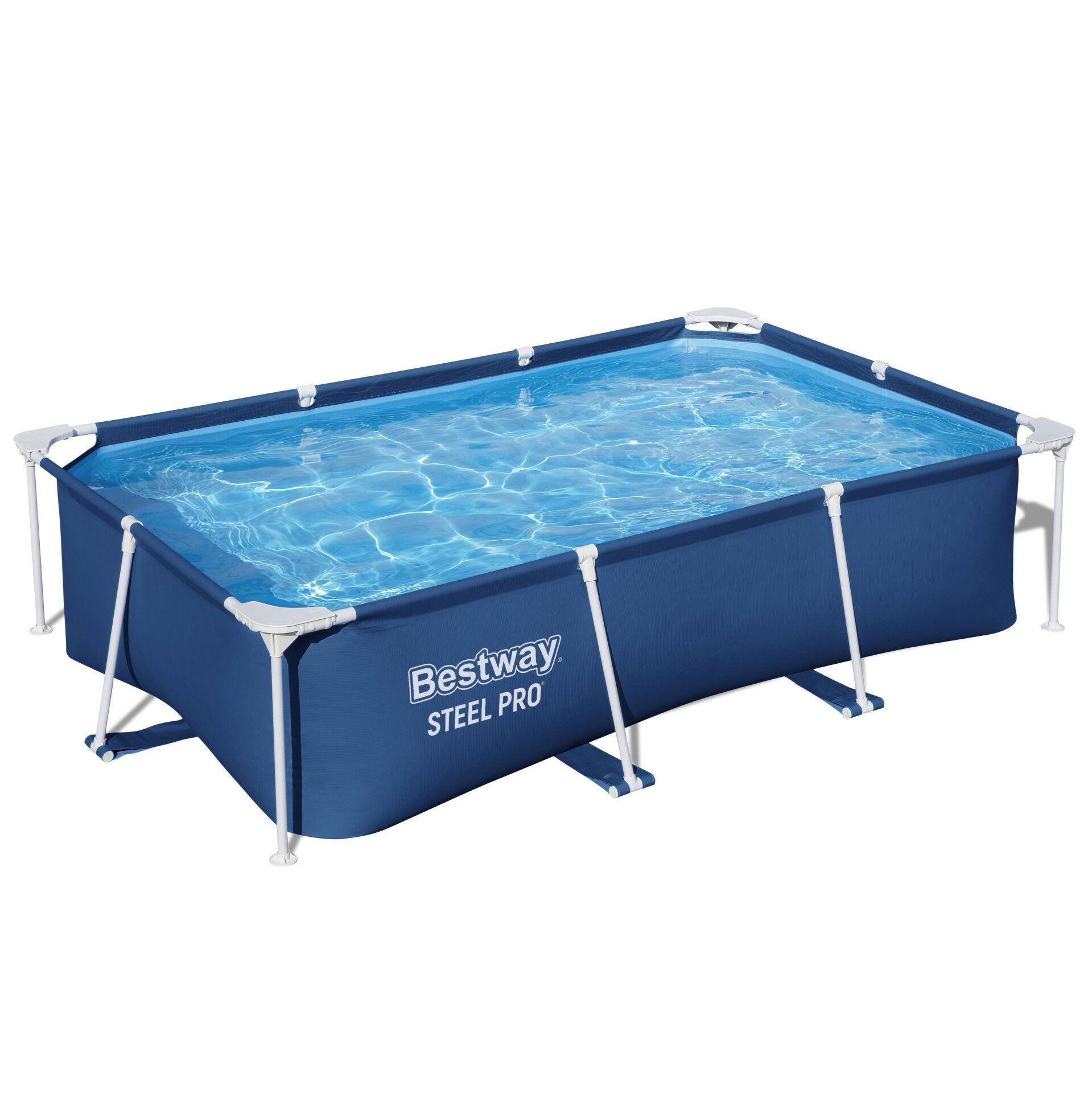 Bestway® 56403 Steel Pro® Dikdörtgen Yerüstü Prefabrik Havuz 2,59 m x 1,70 m x 61 cm