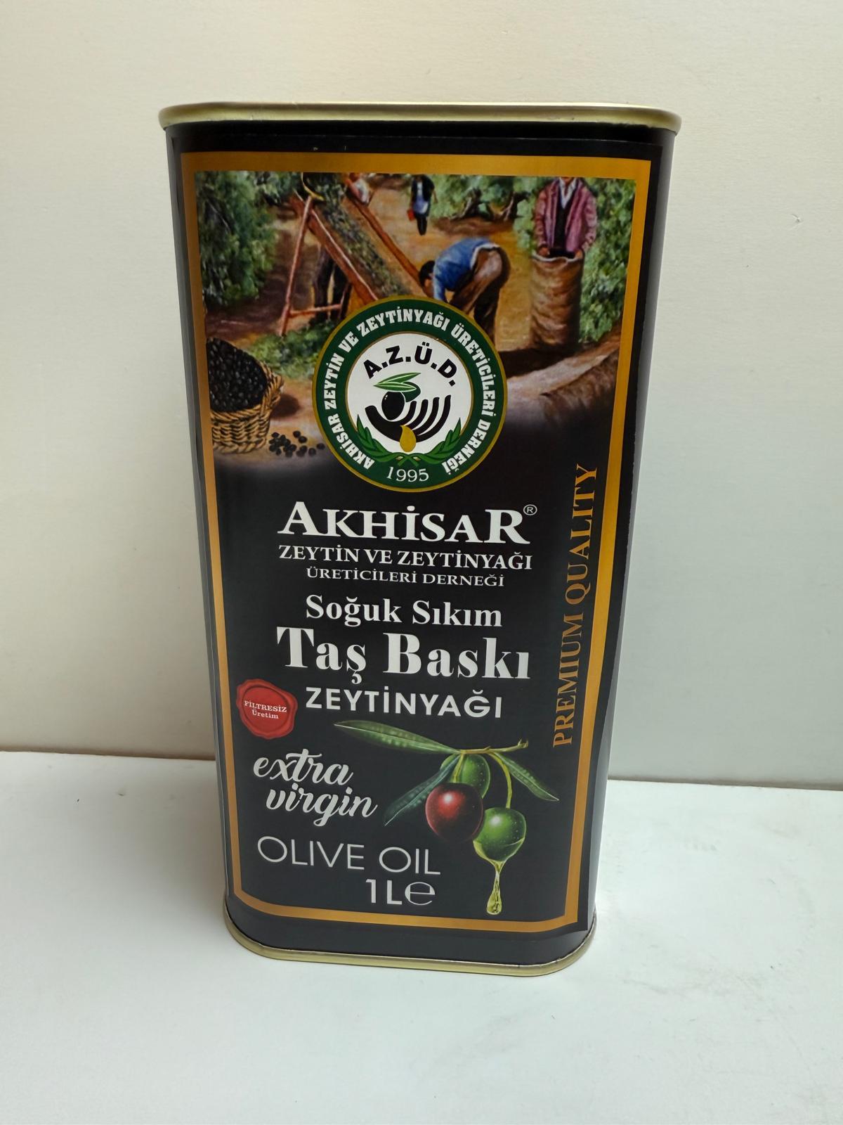 Akhisar Soğuk Sıkım Taş Baskı Zeytinyağı 1 Litre 