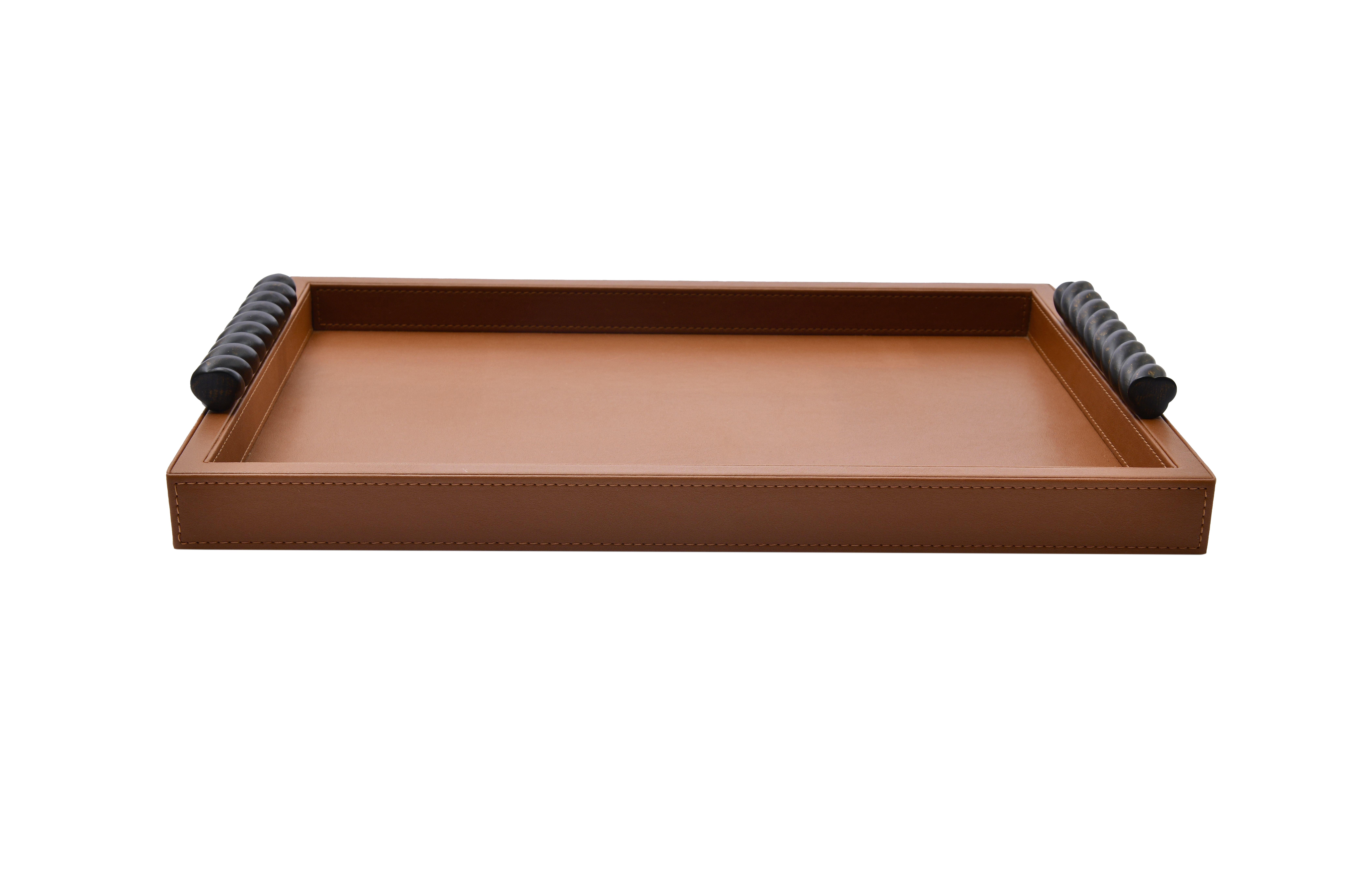 TABA AHŞAP KULP L DERİ TEPSİ