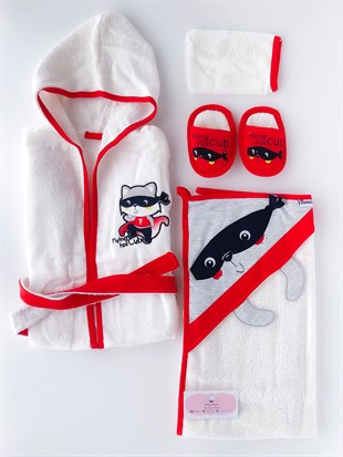 Poldy Baby | Baby Fashion | Bebek KıyafetleriChick 4 Parça Bornoz Set SarıPB154294 Parça Flying Fox Bornoz Seti Kırmızı