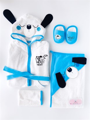 Poldy Baby | Baby Fashion | Bebek KıyafetleriChick 4 Parça Bornoz Set SarıPB154294 Parça Sleepy Worf Bornoz Seti Turkuaz