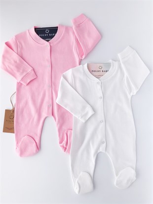 Poldy Baby | Baby Fashion | Bebek KıyafetleriRenkli Kelebekli Tulum PembePB1906pFitilli Düz Renk 2'li Tulum Set