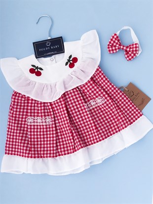 Poldy Baby | Baby Fashion | Bebek KıyafetleriRenkli Kelebekli Tulum PembePB1906pGeniş Kiraz Yakalı Elbise Set Kırmızı