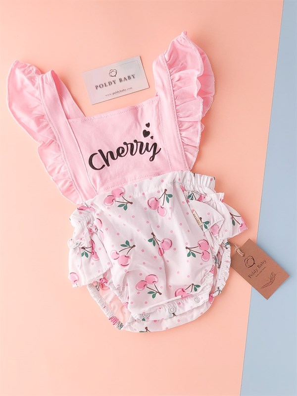 Poldy Baby | Baby Fashion | Bebek KıyafetleriRenkli Kelebekli Tulum PembePB1906pCherry Sırt Detaylı Romper Tulum Set Pembe