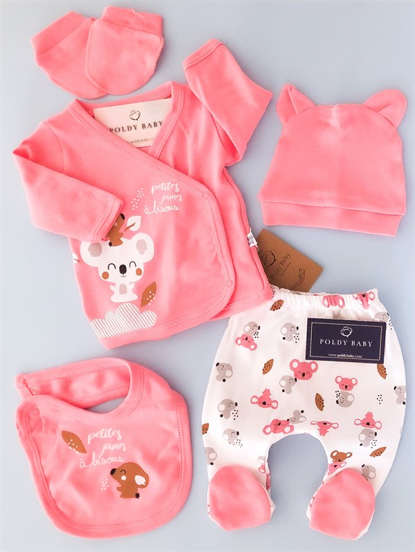 Poldy Baby | Baby Fashion | Bebek KıyafetleriRenkli Kelebekli Tulum PembePB1906pLittle Koala 5'li Zıbın Set Şeker Pembe