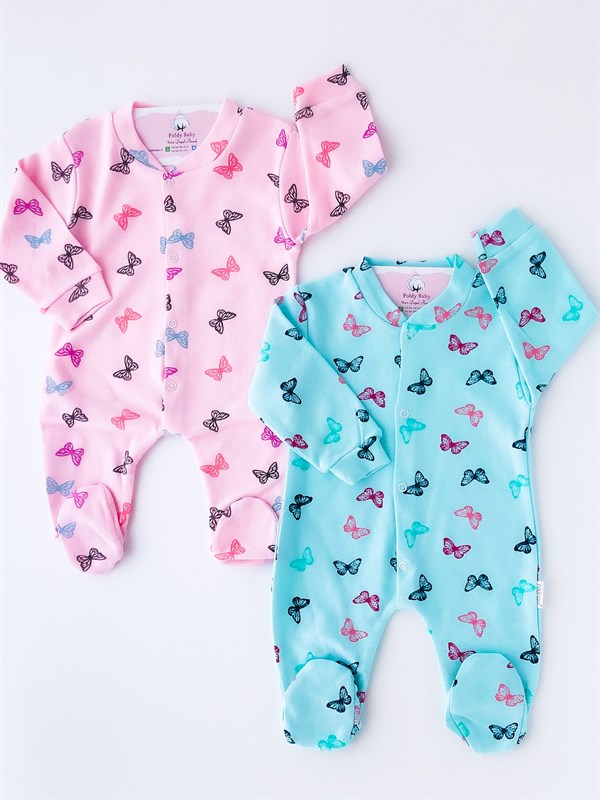 Poldy Baby | Baby Fashion | Bebek KıyafetleriRenkli Kelebekli Tulum PembePB1906p2'li Renkli Kelebekler Tulum