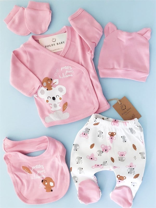 Poldy Baby | Baby Fashion | Bebek KıyafetleriRenkli Kelebekli Tulum PembePB1906pLittle Koala 5'li Zıbın Set Gül Kurusu