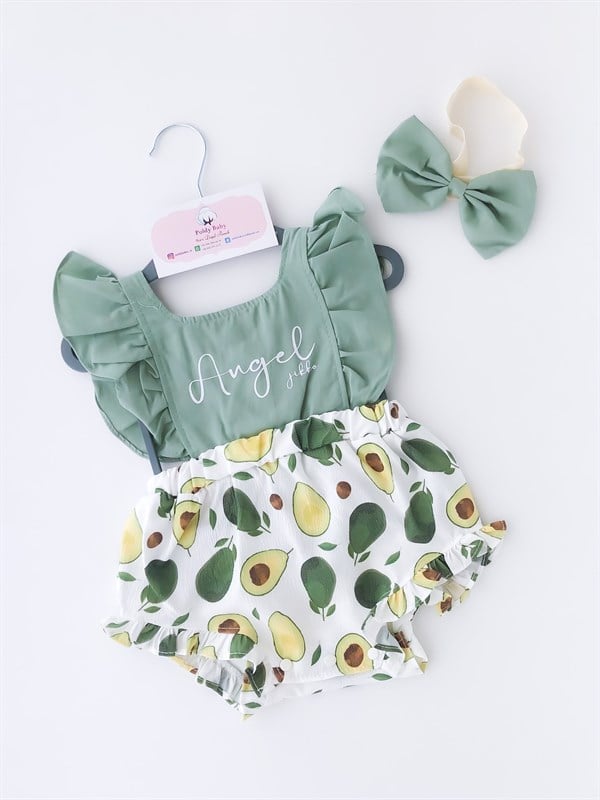 Poldy Baby | Baby Fashion | Bebek KıyafetleriFiyonklu Penye Bebek Bonesi LeoparPB0001Angel Romper Salopet Çağla Yeşili