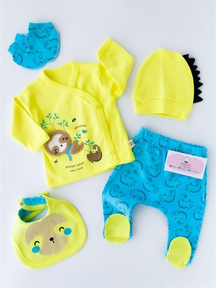 Baby Elephant 5’li Zıbın Set MaviHappy İguana 5'li Zıbın Set Sarı