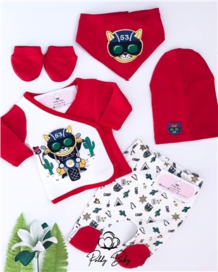 Poldy Baby | Baby Fashion | Bebek KıyafetleriMotorcycle Cat 5'li Zıbın Set KırmızıPB5578kMotorcycle Cat 5'li Zıbın Set Kırmızı