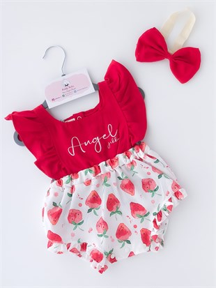 Poldy Baby | Baby Fashion | Bebek KıyafetleriFiyonklu Penye Bebek Bonesi LeoparPB0001Angel Romper Salopet Kırmızı